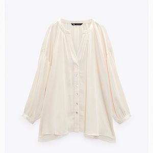 Zara satin effect jacquard blouse color cream. Never worn!!!